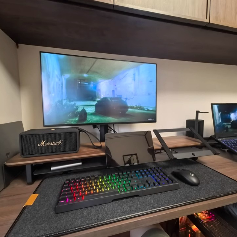 Desk Setup For Laptop And Monitor - حامل مراقبة معياري، منظم مكتب مريح،