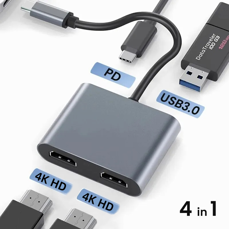 Desk Setup Usb Hub - محول عرض USB C إلى Dual