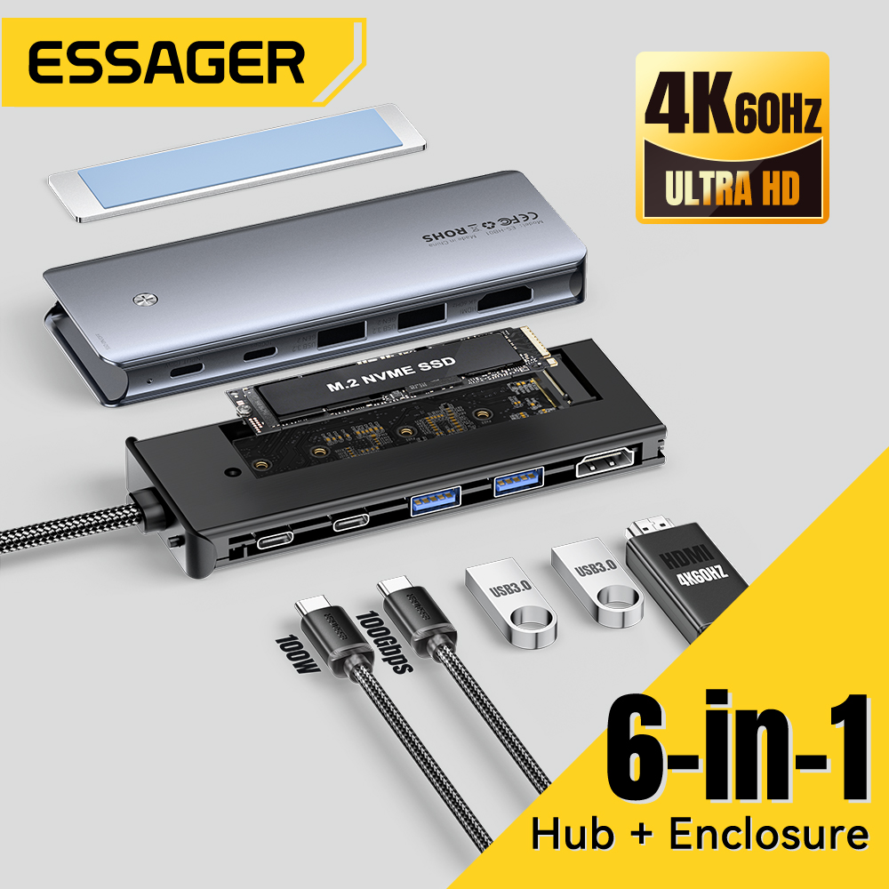 Desk Setup Usb Hub - Essager USB C Hub مع M.2