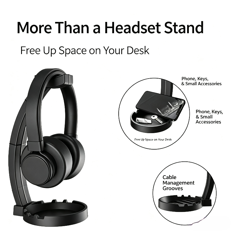 حامل سماعات الرأس مع صينية تخز - مراجعة Desk Setup Organization وسعره