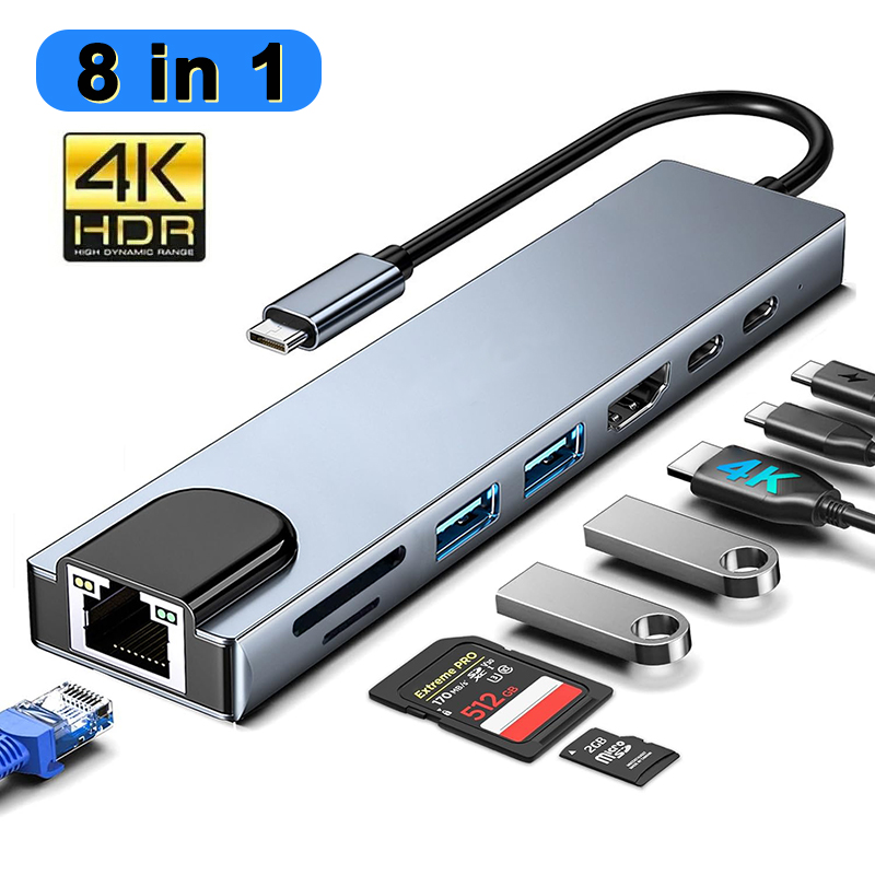 محور USB من النوع C 8 في 1 لمح - مراجعة Desk Setup Usb Hub وسعره