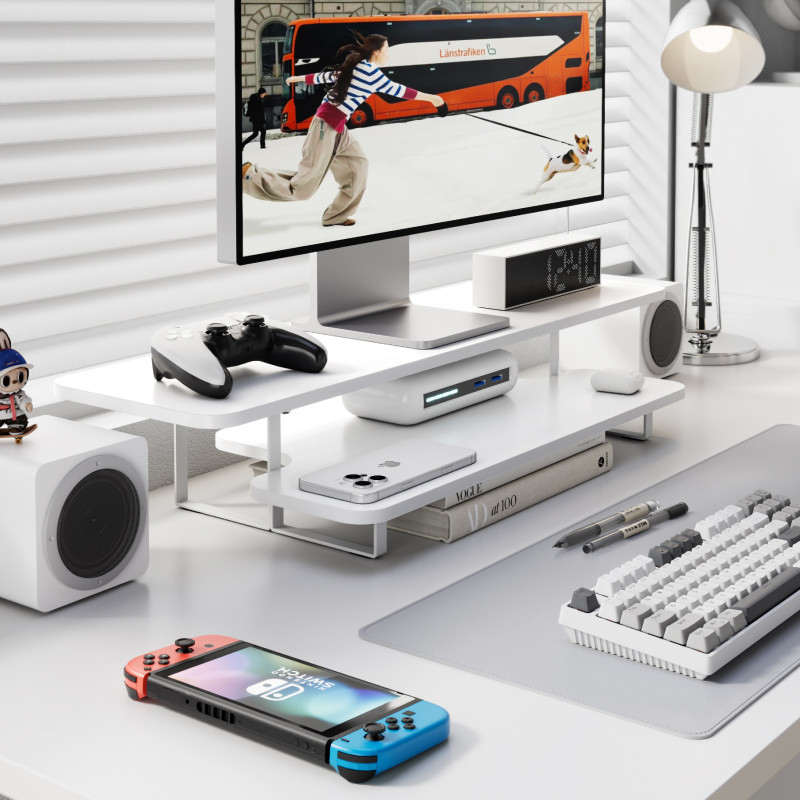 حامل شاشة بتشطيب خشب الجوز، من - مراجعة Desk Setup For Laptop And Monitor وسعره