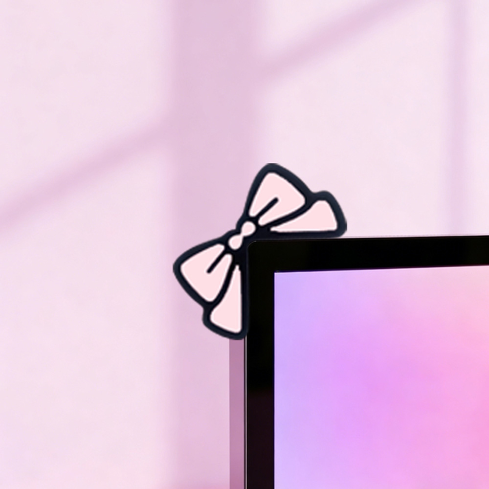 زينة شاشة لطيفة بفيونكة وردية، - مراجعة Desk Setup For Laptop And Monitor وسعره