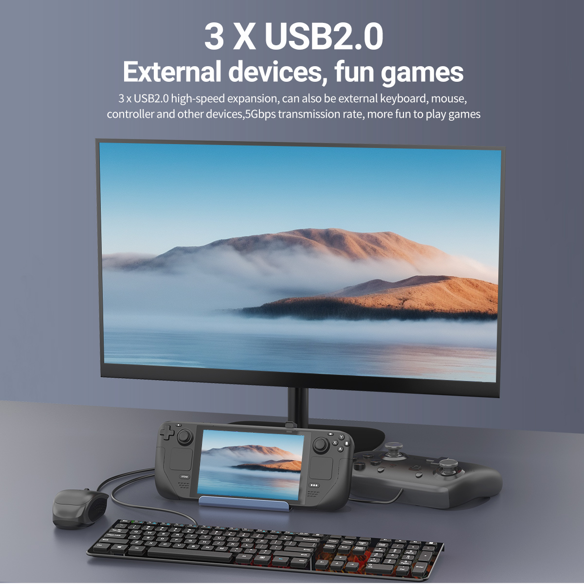محطة توصيل USB-C 5 في 1 للألعا - مراجعة Desk Setup Usb Hub وسعره