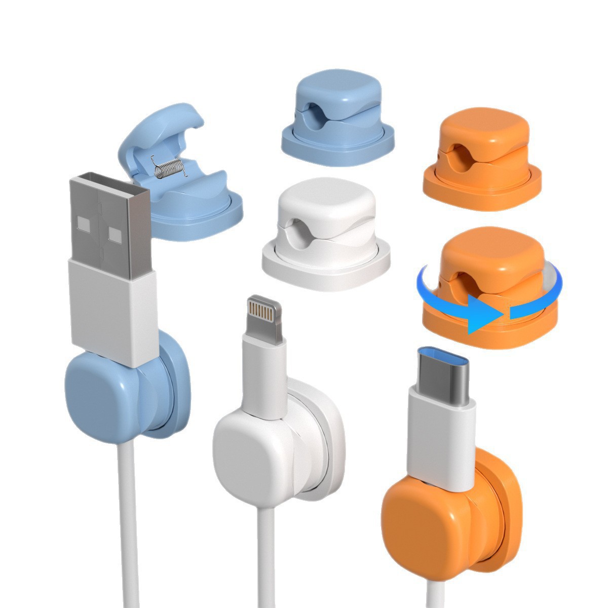 6 قطع منظم كابلات متعدد الألوا - مراجعة Desk Setup Usb Hub وسعره