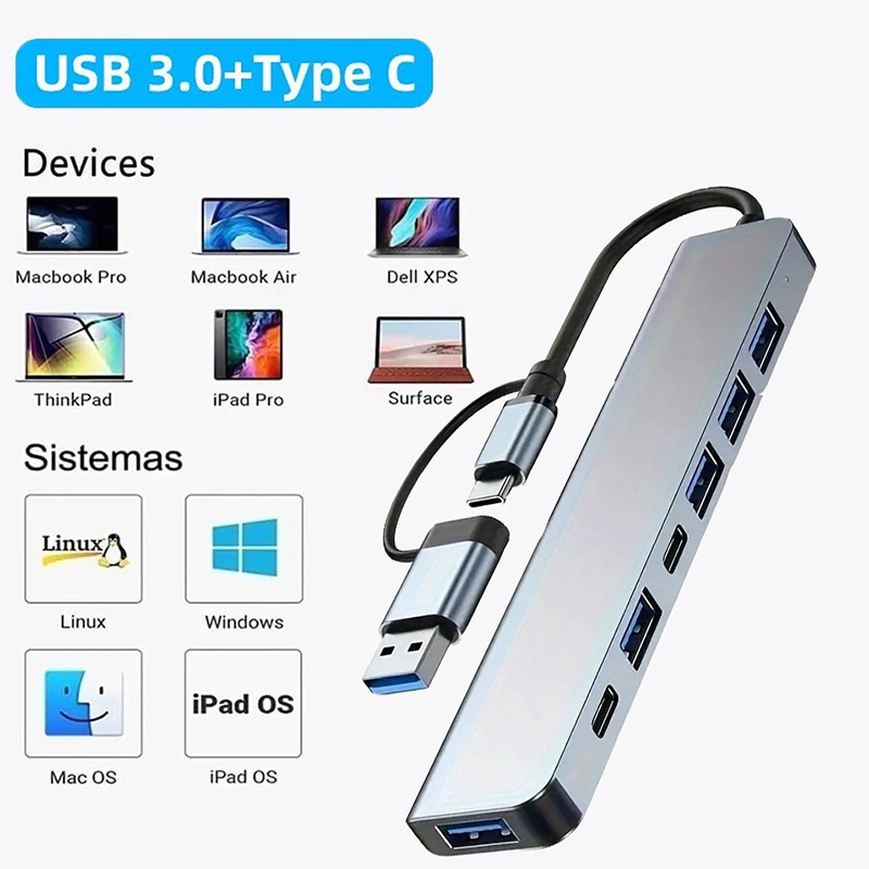 محول USB3.0 ثنائي الوظيفة بـ 7 - مراجعة Desk Setup Usb Hub وسعره