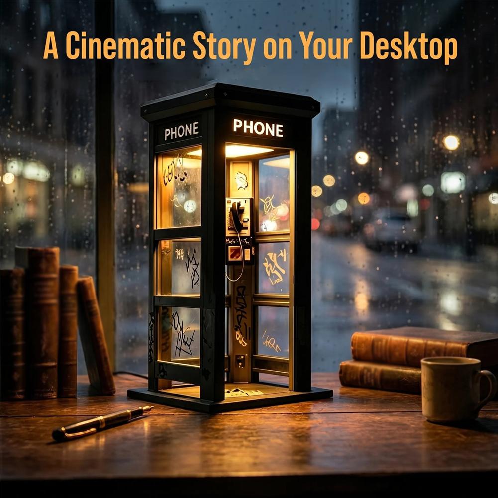 مصباح طاولة على شكل كشك هاتف ع - مراجعة Desk Setup Vintage وسعره