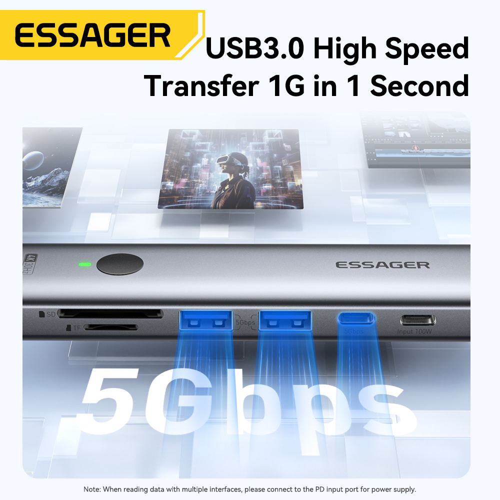 Essager USB C HUB 4K 7-in-1 Ty - مراجعة Desk Setup Usb Hub وسعره