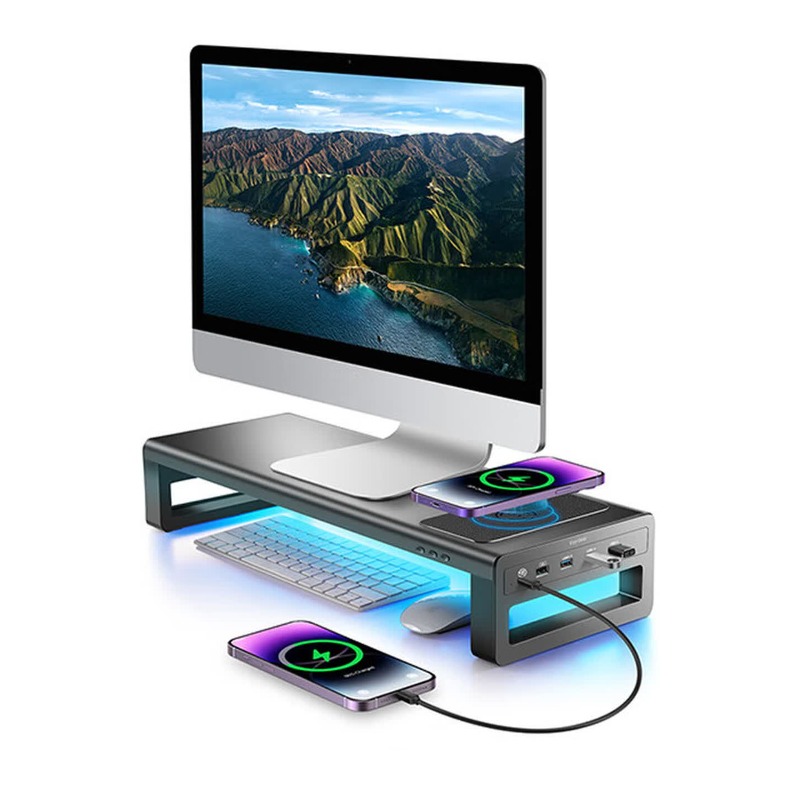 حامل شاشة RGB، رف للكمبيوتر ال - مراجعة Desk Setup For Laptop And Monitor وسعره