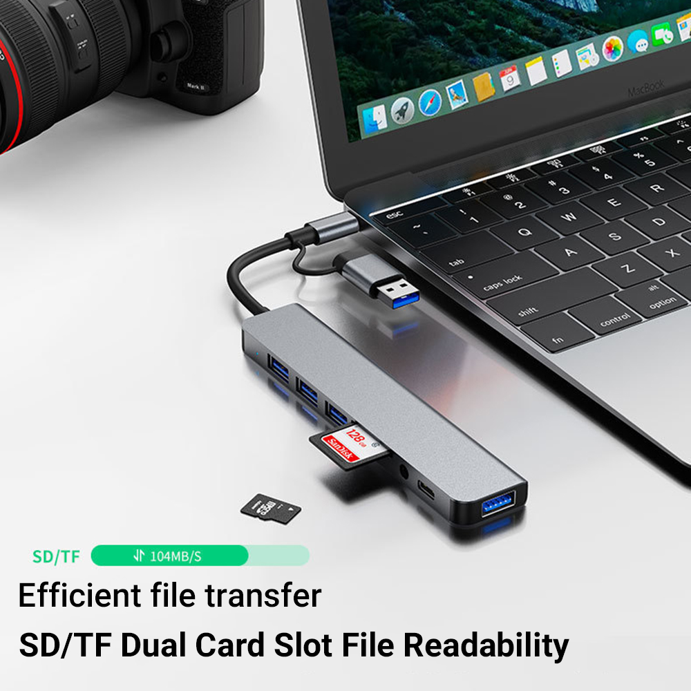 محطة توصيل 8 في 2 مع منافذ USB - مراجعة Desk Setup Usb Hub وسعره